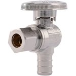 Sharkbite 1 2 Inch X 3 8 Inch Od Compression Crimp Angle Stop Quarter Turn Brass Plumbing Fittings Pex Pipe Pe-rt 23058LF