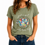 Dog Print T-Shirt Grass Green Large DTS26