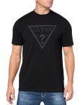 Guess Mens Eco Tonal Logo Short Sleeve T-Shirt Jet Black Large