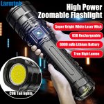 1PC White Laser Strong Light Flashlight Ultra-bright Rechargeable Outdoor Long-range Concentrated Light Lithium Battery Waterpro