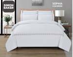 Simon Baker T200 Cotton Percale Embroidered Duvet Cover Set - Sophia Cashmere Various Sizes - Cashmere Queen 230CM X 200CM + 2