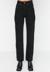 High Waist Straight Jeans - Black