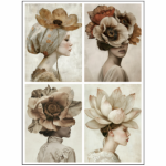 Tear Resistant Deco Print A6 Flowered Faces
