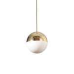 FIFTY50 Black Or Gold With Opal Glass Pendant 3 Sizes - Black 40CM