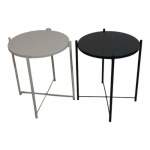 Smte- Round Occasional Coffee Table Set Of 2 White And Black With Keychain