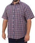 Mens Short Sleeve Check Shirt - 10XL Red navy