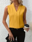 Chic V-neck Blouse Elegant Sleeveless Top For Spring & Summer Women's Clothing