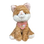 Plush Soft Toy 30CM - Orange Stripe Cat Gingham Bandana