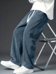 Men's Casual Corduroy Loose Fit Pants Chic Straight Leg Draped Trousers