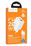 Hoco N69 PD20W + QC3.0 Dual Port Fast Charger Set Type-c To Type-c Cable
