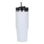 30OZ White Stainless Steel Ice Tumbler With Straw Random Lid