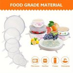 6PCS Silicone Stretch Lids Reusable Durable Food Lids Food Covers In Different Sizes To Fit Most Containers Dishwasher And Refri