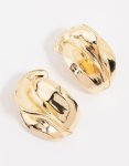 Goldair Gold Abstract Textured Stud Earrings