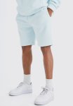 Loose Mid Length Bonded Microfleece Shorts - Light Blue