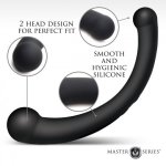 10X Vibra-crescent Vibrating Silicone Dual-ended Dildo - Black