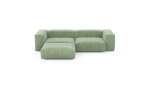 Three Module Chaise Sofa - Cord Velours - Duck Egg - 272CM X 199CM