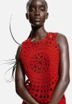 Crochet-look Vest Top - Bright Red