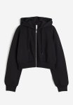 Cropped Zip-through Hoodie - Black
