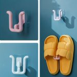 Space-saving Wall-mounted Slipper Rack - No Drill Bathroom Shoe Organizer Plastic