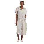 Crochet Sequin Flower Linen Shirt Dress - Stone Free