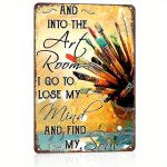 Inspirational Art Deco Metal Sign - "into The Art Room" Iron Wall Plaque For Artist Home Studio Bar Cafe Gym - Multipurpose Vint