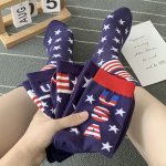 5 Pairs Novelty National Flag Socks Trendy Independence Day Unisex Mid Tube Socks Women's Stockings & Hosiery Autumn