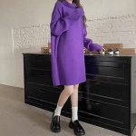 Womens Relaxed-style Turtleneck Sweater Winter Thickened Mid-length Design