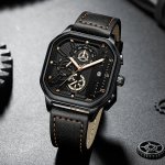 2023 New Cool Fashion Business Men Watch Square Alloy Case Belt Simple Quartz Men's Watch Style Calendar Watch