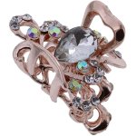 Hair Claw Clip Metal Rose Gold With Strass