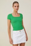 Cotton On Staple Rib Short Sleeve Top - Garden Green