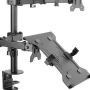 Bracket - Economical Double Joint Articulating Steel Monitor Arm With Laptop Holder - Fit Most 13"-32" Monitors