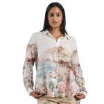 Greece Border Print Shirt - Cream Free