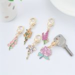 5-PACK Cute Flower Keychains Zinc Alloy - Charming Blossom Key Rings With Cartoon Charms Sakura & Peony Pendant Sunflower Key Ho