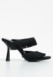 Missguided Fringe Double Strap Mule Heel - Black