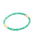 Waterproof Gold Plated Stainless Steel Green Enamel Bamboo Bangle