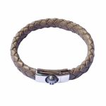 Killer Deals Unisex Leather & Stainless Steel Style Bracelet- Light Brown - Best Bargains Online