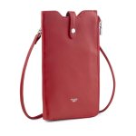 Bingo Phone Pouch Wallet With Shoulder Strap Leather - Red