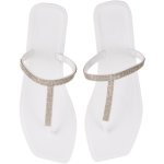 Clicks Diamante T-bar Sandal White