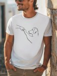 Line Dog Fist Bump Print Men's Crew Neck T-Shirt - Trendy Casual Style With Comfy Short Sleeves - Perfect For Summer Outdoor Act