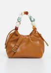Natasha Faux Leather Bag With Beads - Tan