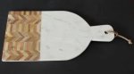 White Marble Board With Wood Inlay – 46X23CM