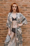 Fleur Grise Printed Kimono - S