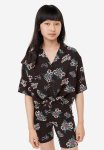 Tie-detail Printed Blouse - Black Stranger Things