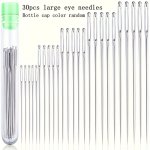 30PCS Large Eye Needles Sewing Needles Large Eye Hand Sewing Needles Transparent Storage Tube Handmade Diy Sewing Accessories