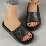 Women's Cute Cartoon Decor Slides Casual Open Toe Soft Sole Shoes Comfortable Slip On Slides
