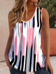 Striped V-neck Tank Top Casual Sleeveless Top For Spring & Summer Women's Clothing