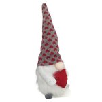 Soft Christmas Gnome Red Hearts & Grey Hat 27CM