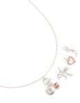 Silver Moon Bow & Heart Charm Necklace