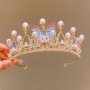 1PC Elegant Rhinestone Princess Crown Queen Faux Pearls Tiara Birthday Party Headwear Women Bridal Wedding Hair Jewelry Accessories
