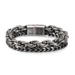Double Layer Chain Bracelet Men Rock Simple Fashion Titanium Steel